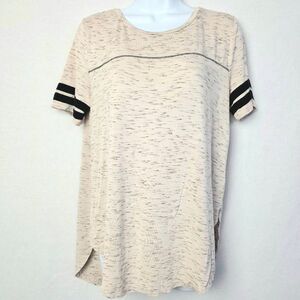 Maurices 24/7 Striped Sleeve Tunic Tee Beige S